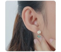 White Rose Silver Ear Stud STS-3468 (CO1+CO15)